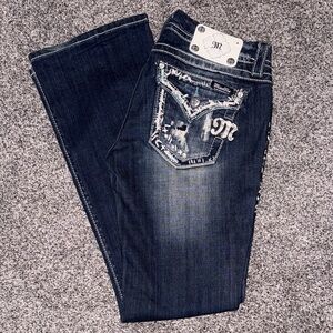 Miss Me Women's Dark Blue Embellished Boot Cut Jeans